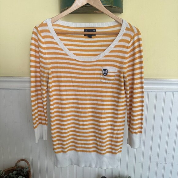 American eagle Outfitters M Vintage Y2K long line striped yellow sweater - Picture 1 of 7
